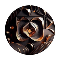 Ai Generated Swirls Space Design Fractal Light 3d Pattern Round Ornament (two Sides)