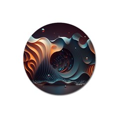 Ai Generated Space Design Fractal Light Motion Magnet 3  (round) by Ravend