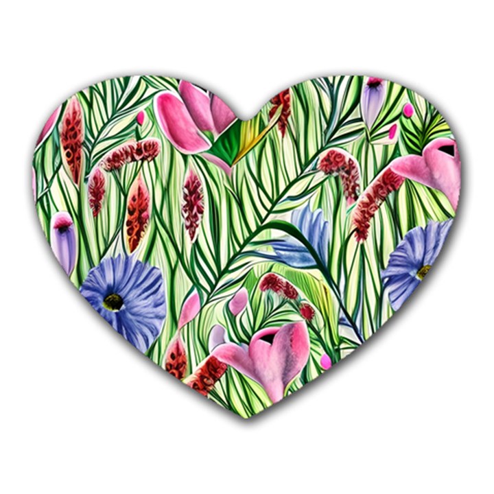 Celestial Watercolor Flower Heart Mousepad