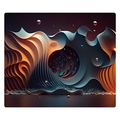 Ai Generated Space Design Fractal Light Motion One Side Premium Plush Fleece Blanket (small) by Ravend