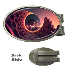 Ai Generated Swirl Space Design Fractal Light 3d Art Money Clips (oval) 