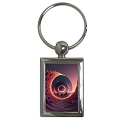 Ai Generated Swirl Space Design Fractal Light 3d Art Key Chain (rectangle) by Ravend