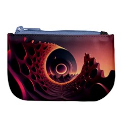 Ai Generated Swirl Space Design Fractal Light 3d Art Large Coin Purse