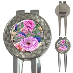 Broken And Budding Watercolor Flowers 3-in-1 Golf Divots by GardenOfOphir