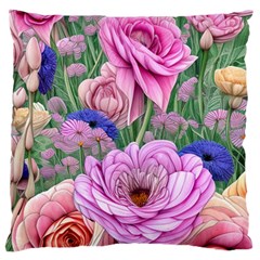 Broken And Budding Watercolor Flowers Large Premium Plush Fleece Cushion Case (two Sides) by GardenOfOphir