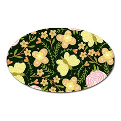 Flowers Rose Blossom Pattern Creative Motif Oval Magnet by Ravend