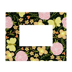 Flowers Rose Blossom Pattern Creative Motif White Tabletop Photo Frame 4 x6 