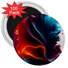 Ai Generated Swirl Splash Blaze Design Art 3  Magnets (100 Pack)