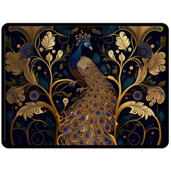 Peacock Plumage Bird Decorative Pattern Graceful One Side Fleece Blanket (large)