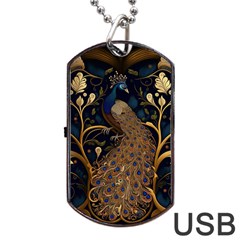 Peacock Plumage Bird Decorative Pattern Graceful Dog Tag Usb Flash (one Side)