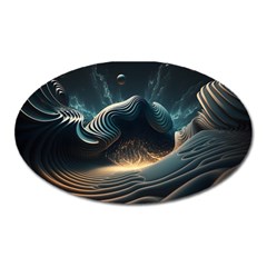 Ai Generated Swirl Space Design Fractal Light Oval Magnet by Ravend