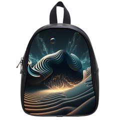 Ai Generated Swirl Space Design Fractal Light School Bag (small)