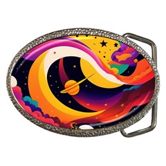 Ai Generated Moon Art Design Graphic Shape Belt Buckles
