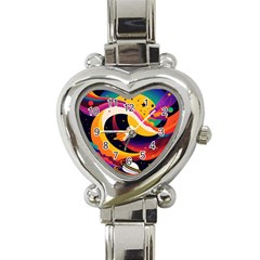 Ai Generated Moon Art Design Graphic Shape Heart Italian Charm Watch by Ravend