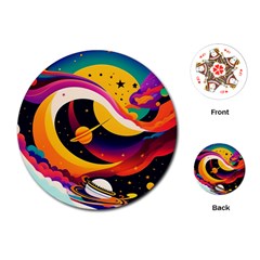 Ai Generated Moon Art Design Graphic Shape Playing Cards Single Design (round)