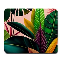 Ai Generated Tropical Leaves Foliage Wallpaper Large Mousepad by Ravend