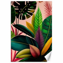 Ai Generated Tropical Leaves Foliage Wallpaper Canvas 20  X 30  by Ravend