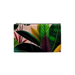 Ai Generated Tropical Leaves Foliage Wallpaper Cosmetic Bag (small)