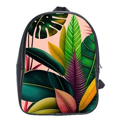 Ai Generated Tropical Leaves Foliage Wallpaper School Bag (xl)