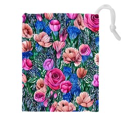 Bright And Brilliant Watercolor Flowers Drawstring Pouch (5xl) by GardenOfOphir