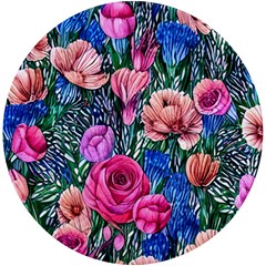 Bright And Brilliant Watercolor Flowers Uv Print Round Tile Coaster by GardenOfOphir