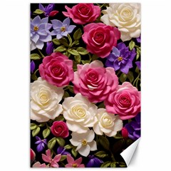 Ai Generated Roses Flowers Petals Bouquet Wedding Canvas 24  X 36  by Ravend