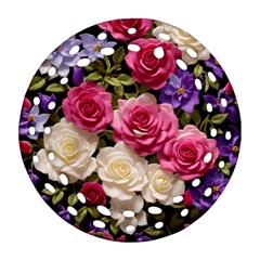 Ai Generated Roses Flowers Petals Bouquet Wedding Round Filigree Ornament (two Sides)