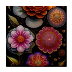 Ai Generated Floral Pattern Flowers Floral Tile Coaster