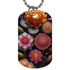 Ai Generated Floral Pattern Flowers Floral Dog Tag (one Side)