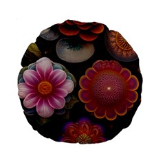 Ai Generated Floral Pattern Flowers Floral Standard 15  Premium Round Cushions by Ravend