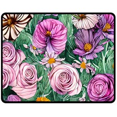 Budding And Captivating Flowers Fleece Blanket (medium) by GardenOfOphir