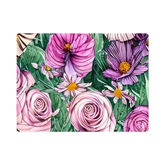 Budding And Captivating Flowers One Side Premium Plush Fleece Blanket (mini) by GardenOfOphir