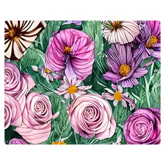 Budding And Captivating Flowers One Side Premium Plush Fleece Blanket (medium) by GardenOfOphir