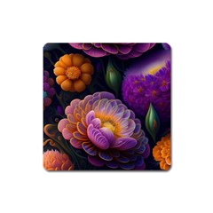 Ai Generated Flowers Plants Petals Buds Square Magnet