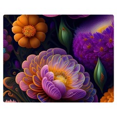 Ai Generated Flowers Plants Petals Buds One Side Premium Plush Fleece Blanket (medium) by Ravend