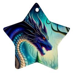 Ai Generated Dragon Fractal Art Texture Star Ornament (two Sides) by Ravend