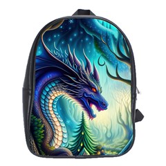 Ai Generated Dragon Fractal Art Texture School Bag (xl)