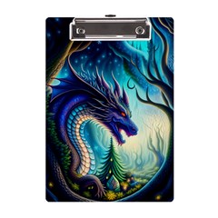 Ai Generated Dragon Fractal Art Texture A5 Acrylic Clipboard by Ravend