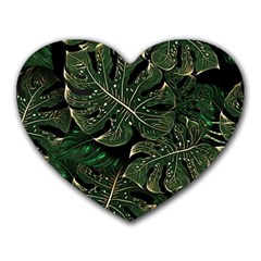 Monstera Plant Tropical Jungle Leaves Pattern Heart Mousepad