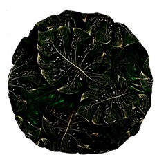 Monstera Plant Tropical Jungle Leaves Pattern Large 18  Premium Round Cushions