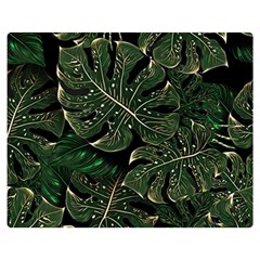 Monstera Plant Tropical Jungle Leaves Pattern One Side Premium Plush Fleece Blanket (medium) by Ravend