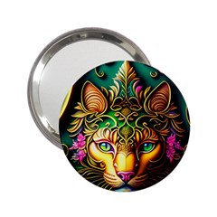 Ai Generated Paisley Pattern Feline Floral 2 25  Handbag Mirrors