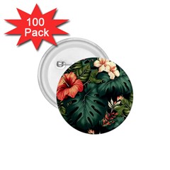 Flowers Monstera Foliage Tropical Jungle Drawing 1 75  Buttons (100 Pack) 