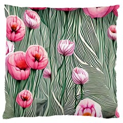 Pure And Radiant Watercolor Flowers Large Premium Plush Fleece Cushion Case (two Sides) by GardenOfOphir