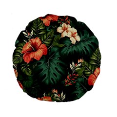 Flowers Monstera Foliage Tropical Jungle Drawing Standard 15  Premium Flano Round Cushions