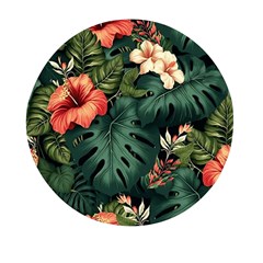 Flowers Monstera Foliage Tropical Jungle Drawing Mini Round Pill Box (pack Of 5)