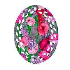 Mysterious And Enchanting Watercolor Flowers Oval Filigree Ornament (two Sides) by GardenOfOphir