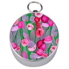 Mysterious And Enchanting Watercolor Flowers Silver Compasses