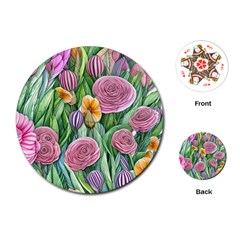 Delicate And Dazzling Watercolor Flowers Playing Cards Single Design (round) by GardenOfOphir