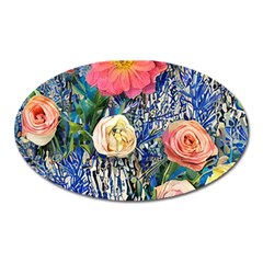 Captivating Watercolor Flowers Oval Magnet by GardenOfOphir